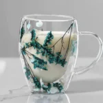 لیوان شیشه ای دوجداره گل خشک بزرگ
